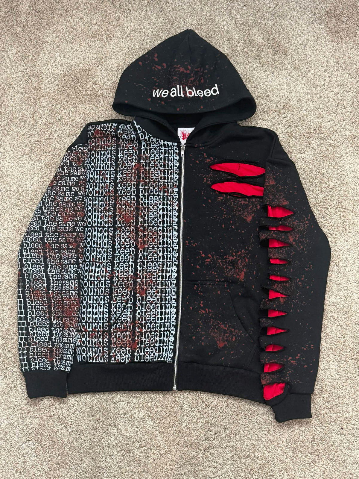 "we all bleed" zipup hoodie (black)