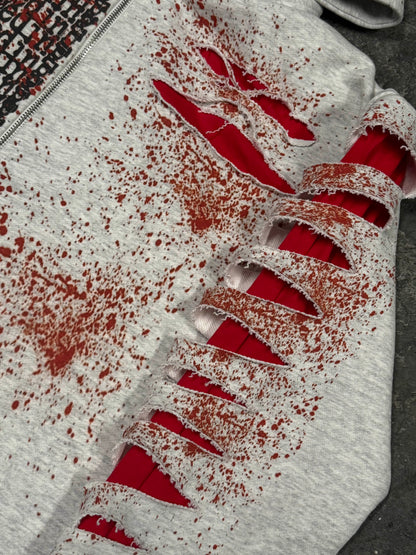 "we all bleed" zipup hoodie (ashy white)