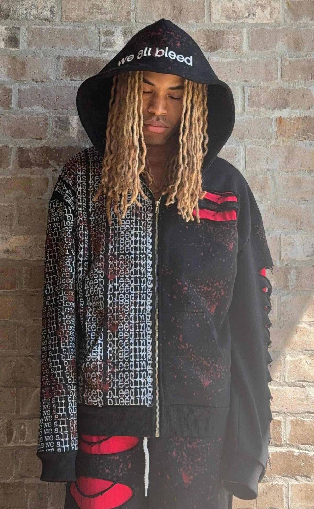 "we all bleed" zipup hoodie (black)
