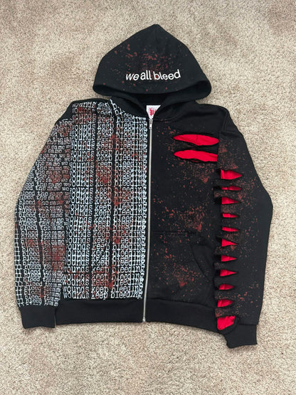 "we all bleed" zipup hoodie (black)