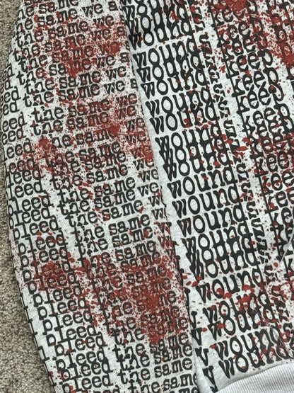 "we all bleed" zipup hoodie (ashy white)